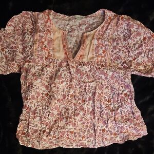 Lucky Brand Pink Floral Blouse